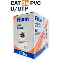 Купить кабель витая пара U/UTP 5e кат. 4 пары Filum FL-PF-5E-UUTP4-24AWG-PVC-305-GY в Москве, смотреть цены  в интернет-магазине