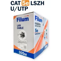 Купить кабель витая пара U/UTP 5e кат. 4 пары Filum FL-PF-5E-UUTP4-24AWG-LSZH-305-GY в Москве, смотреть цены  в интернет-магазин