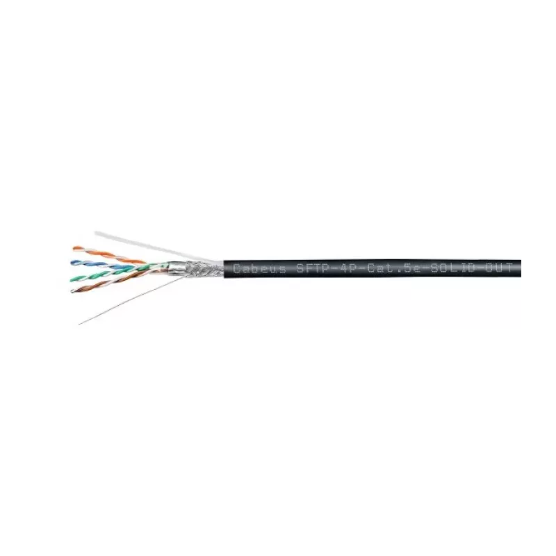 Купить кабель витая пара SF/UTP 5e кат. 4 пары Cabeus SFTP-4P-Cat.5e-SOLID-OUT-LSZH-UV в Москве, смотреть цены  в интернет-магаз