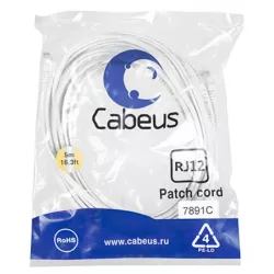 Купить кабель патч-корд Cabeus PC-TEL-RJ12-5m в Москве, смотреть цены  в интернет-магазине goldbyte.ru