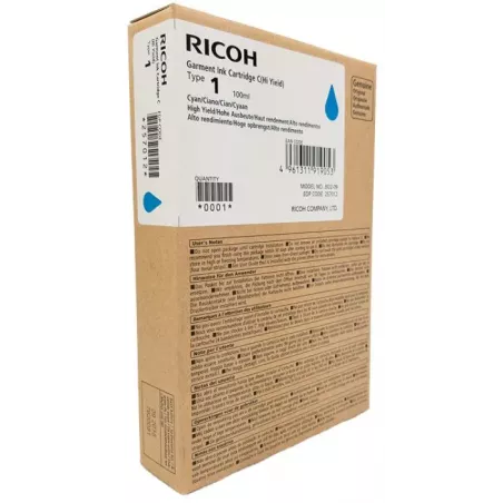 Купить чернила Ricoh Garment Ink Cartridge C (Hi Yield) Type 1 в Москве, смотреть цены 257060 в интернет-магазине goldbyte.ru