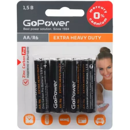 Купить батарейка GoPower Heavy duty в Москве, смотреть цены 00-00015595 в интернет-магазине goldbyte.ru
