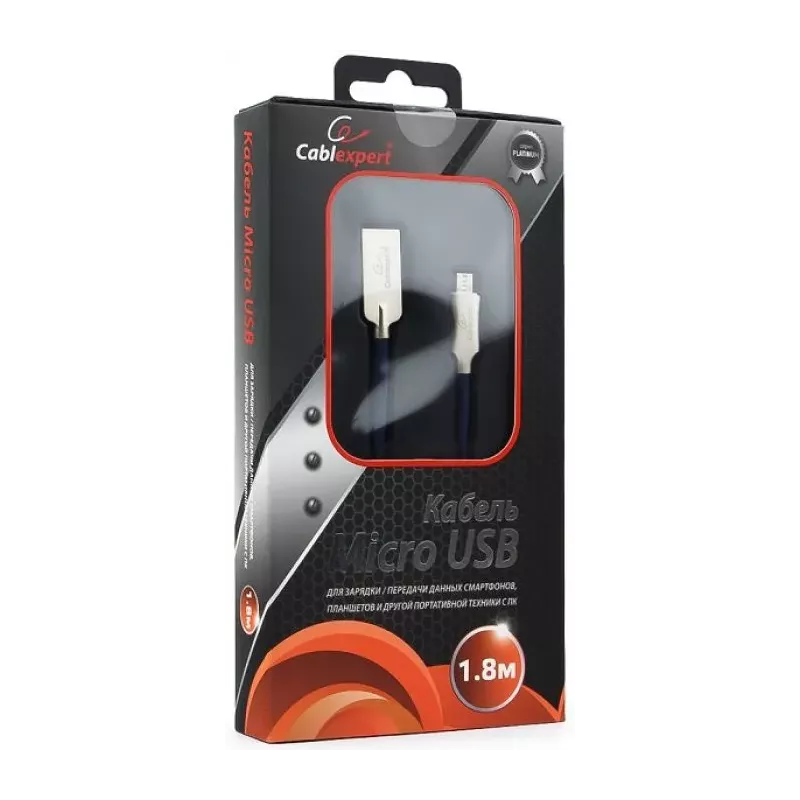 Купить кабель интерфейсный USB 2.0 Cablexpert CC-P-mUSB02Bl-1.8M в Москве, смотреть цены  в интернет-магазине goldbyte.ru