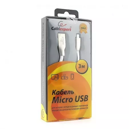 Купить кабель интерфейсный USB 2.0 Cablexpert CC-G-mUSB01W-3M в Москве, смотреть цены  в интернет-магазине goldbyte.ru