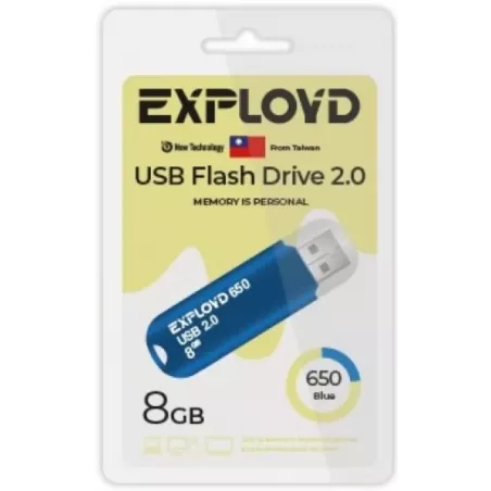 Купить накопитель USB 2.0 8GB Exployd EX-8GB-650-Blue в Москве, смотреть цены  в интернет-магазине goldbyte.ru