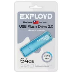 Купить накопитель USB 2.0 64GB Exployd EX-64GB-620-Blue в Москве, смотреть цены  в интернет-магазине goldbyte.ru