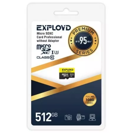 Купить карта памяти MicroSDXC 512GB Exployd EX512GCSDXC10UHS-1-ElU3 w в Москве, смотреть цены  в интернет-магазине goldbyte.ru