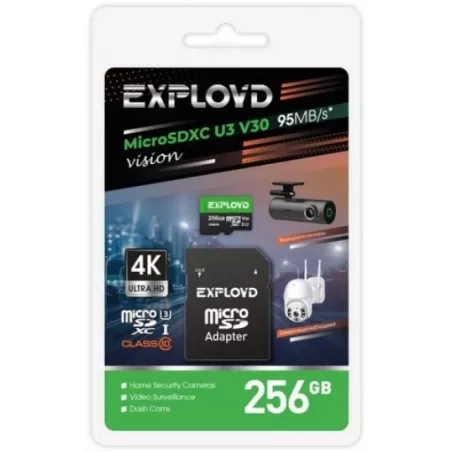 Купить карта памяти MicroSDXC 256GB Exployd EX256GCSDXC10-U3-V30 в Москве, смотреть цены  в интернет-магазине goldbyte.ru