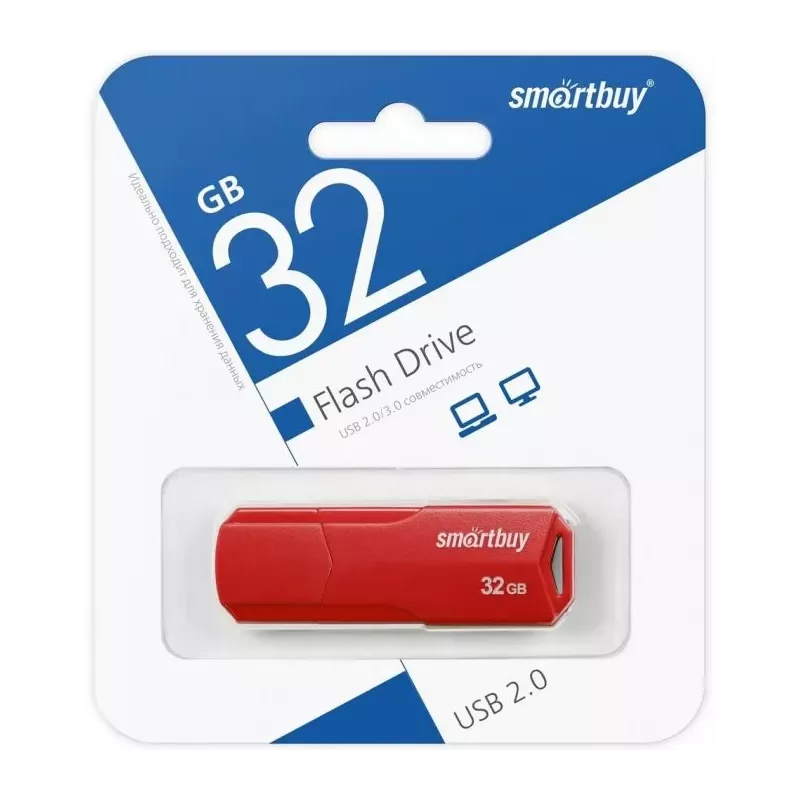 Купить накопитель USB 2.0 32GB SmartBuy SB32GBCLU-R в Москве, смотреть цены  в интернет-магазине goldbyte.ru