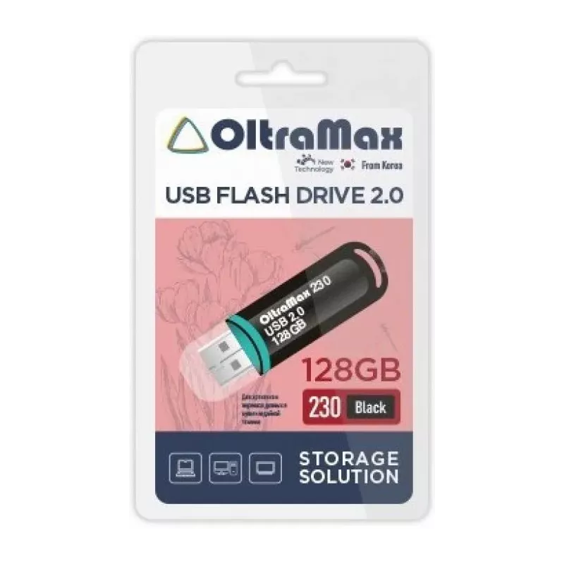 Купить накопитель USB 2.0 128GB OltraMax OM-128GB-230-Black в Москве, смотреть цены  в интернет-магазине goldbyte.ru