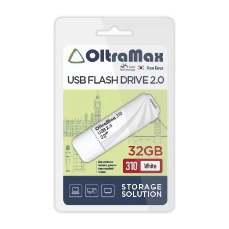 Купить накопитель USB 2.0 32GB OltraMax OM-32GB-310-White в Москве, смотреть цены  в интернет-магазине goldbyte.ru