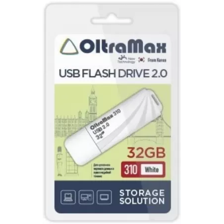 Купить накопитель USB 2.0 32GB OltraMax OM-32GB-310-White в Москве, смотреть цены  в интернет-магазине goldbyte.ru