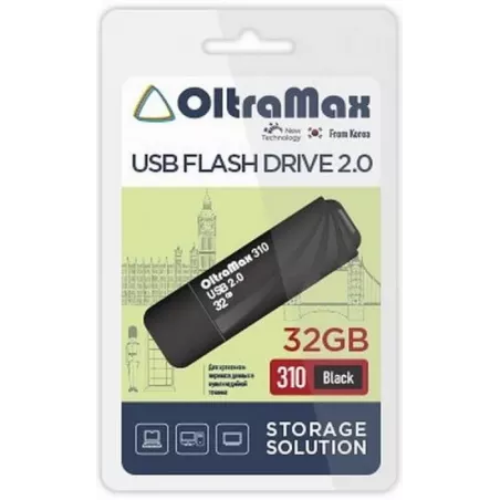 Купить накопитель USB 2.0 32GB OltraMax OM-32GB-310-Black в Москве, смотреть цены  в интернет-магазине goldbyte.ru