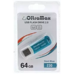 Купить накопитель USB 2.0 64GB OltraMax OM-64GB-230-St Blue в Москве, смотреть цены  в интернет-магазине goldbyte.ru