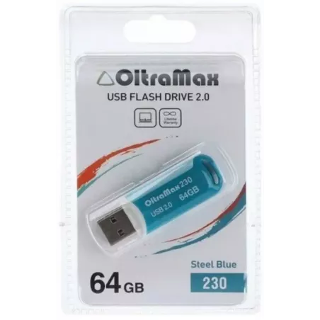 Купить накопитель USB 2.0 64GB OltraMax OM-64GB-230-St Blue в Москве, смотреть цены  в интернет-магазине goldbyte.ru