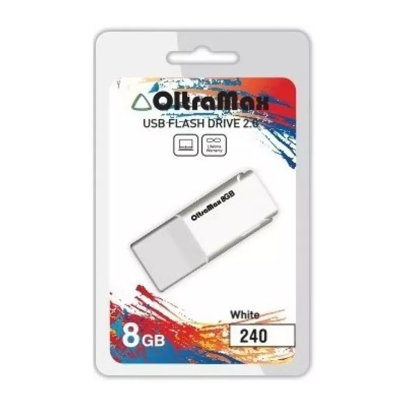 Купить накопитель USB 2.0 8GB OltraMax OM-8GB-240-White в Москве, смотреть цены  в интернет-магазине goldbyte.ru