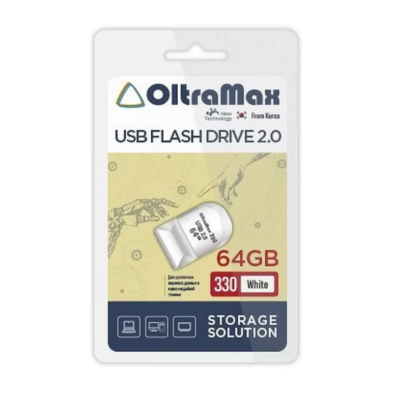 Купить накопитель USB 2.0 64GB OltraMax OM-64GB-330-White в Москве, смотреть цены  в интернет-магазине goldbyte.ru
