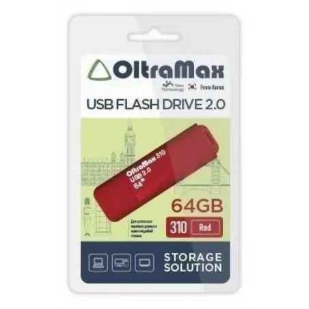 Купить накопитель USB 2.0 64GB OltraMax OM-64GB-310-Red в Москве, смотреть цены  в интернет-магазине goldbyte.ru