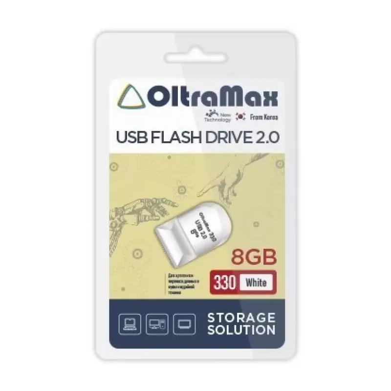 Купить накопитель USB 2.0 8GB OltraMax OM-8GB-330-White в Москве, смотреть цены  в интернет-магазине goldbyte.ru