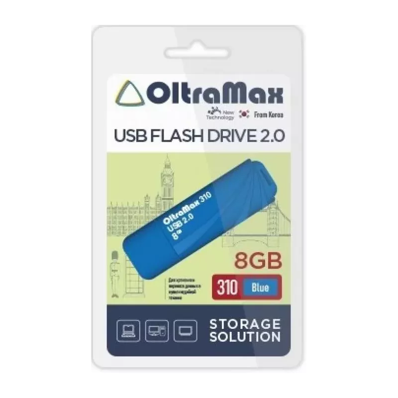 Купить накопитель USB 2.0 8GB OltraMax OM-8GB-310-Blue в Москве, смотреть цены  в интернет-магазине goldbyte.ru